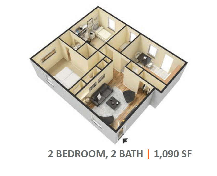 2 BEDROOM - 2 BATHROOM Image